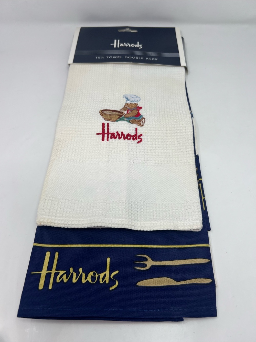 Harrods Teddy Bear Tea Towel 2  Pack Kitchen Towels Chef Bear London  Souvenir